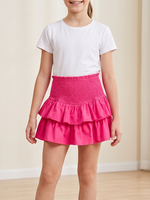 NWT | CharmWM Vibrant Pink Tiered Ruffle Skort | Built-In Shorts | Size 12