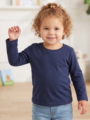 NWT The Children's Place Baby Girl Navy Blue Long Sleeve Cotton Tee | 18-24M