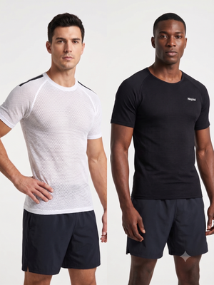 NWT | Nepest 2-Pack Mesh Performance Tees | Ultra-Breathable Knit | Black & White | Size Small