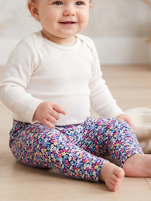 NWT | Carter's Baby Girl Navy Multicolor Floral Stretch Leggings | 9 Months