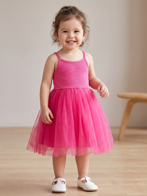 NWOT Girls Pink Ribbed Sleeveless Tutu Party Dress | 18/24 Months