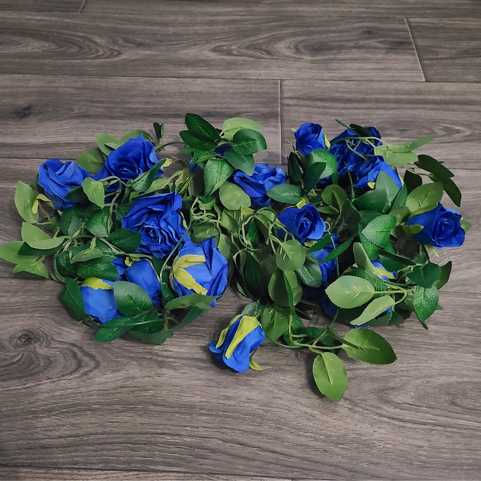 2 Artificial Blue Rose Vines