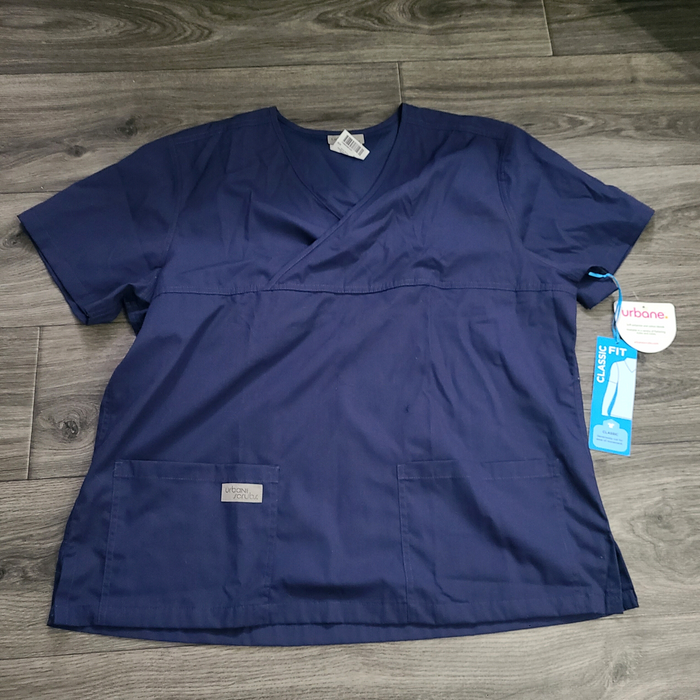 Ladies Navy Blue Scrub Shirt - Classic Fit - 1X