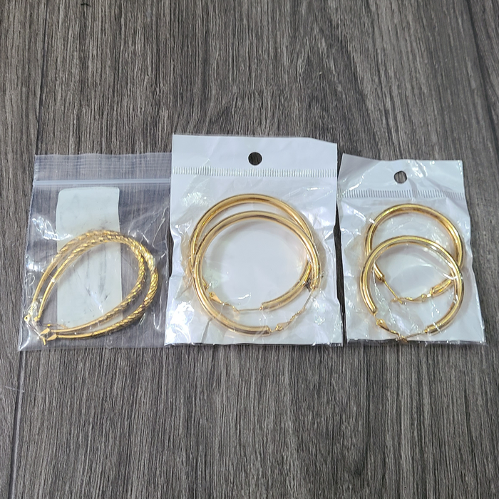 3 Pair Fashion Gold Hoop Earrings