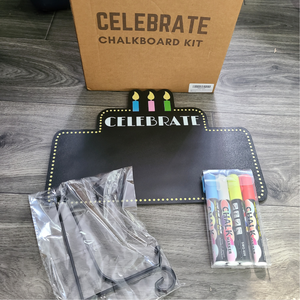 Celebrate Chalk Board Kit - Includes Chalk Marker & Display Stand