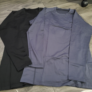 2 Men's Thermal Long Sleeve Shirts -Grey/Black  - Large
