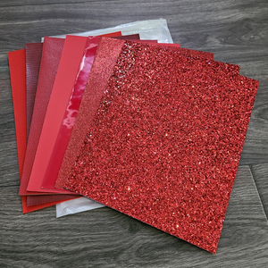 Faux Leather Red Glitter Sheets - 8 Pieces - 8"x14"
