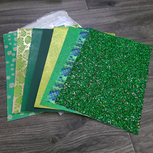 Faux Leather Green Glitter Sheets - 8 Pieces - 8"x14"