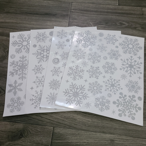 4 Sheets Snowflake Window Decals - 12"x15" Sheets