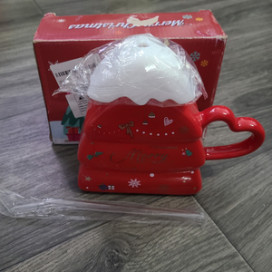 Christmas Hot Chocolate Mug with Straw