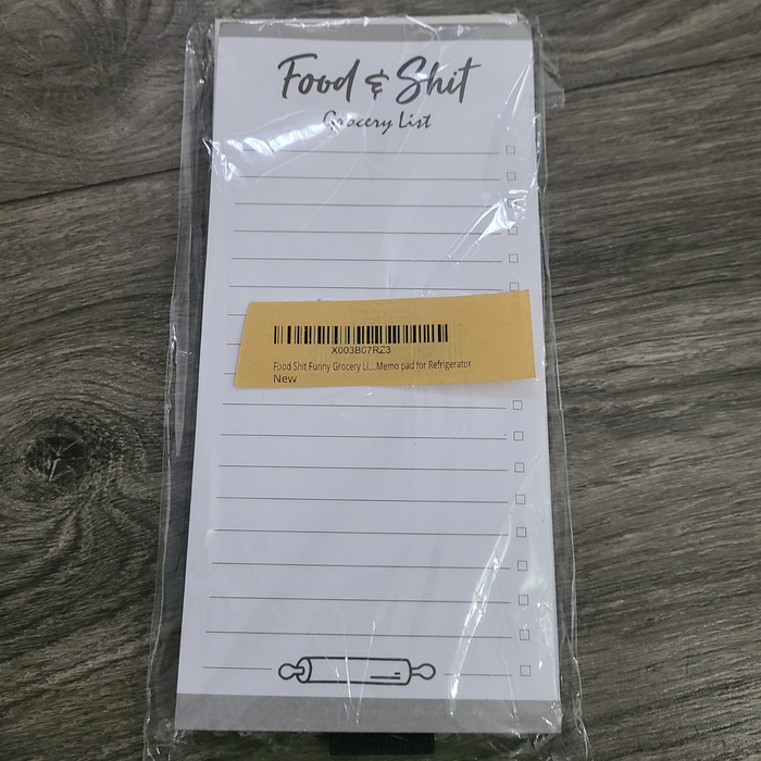 Food Shit Grocery List Magnet Notepad for Fridge, Groceries and Shit Funny Tear Off Memo Note for Refrigerator, 3.5 x 7.5 inches, 100 Sheets