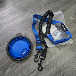 Double Leading Dog Leash & collapsible Dog Bowl