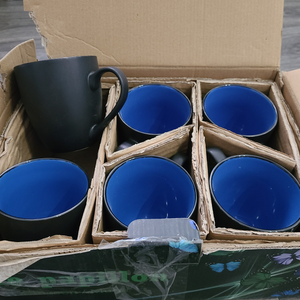 6 Black 7 Blue Coffee Mugs