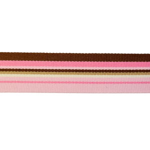 7/8" Vintage Pink & Brown Grosgrain Ribbon - 2 Yards