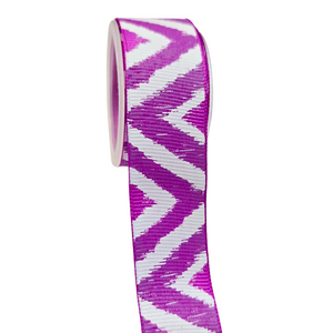 7/8" Purple Chevron Grosgrain Ribbon - 2 Yards