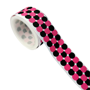 7/8" Pink & Black Grosgrain Ribbon - 2 Yards