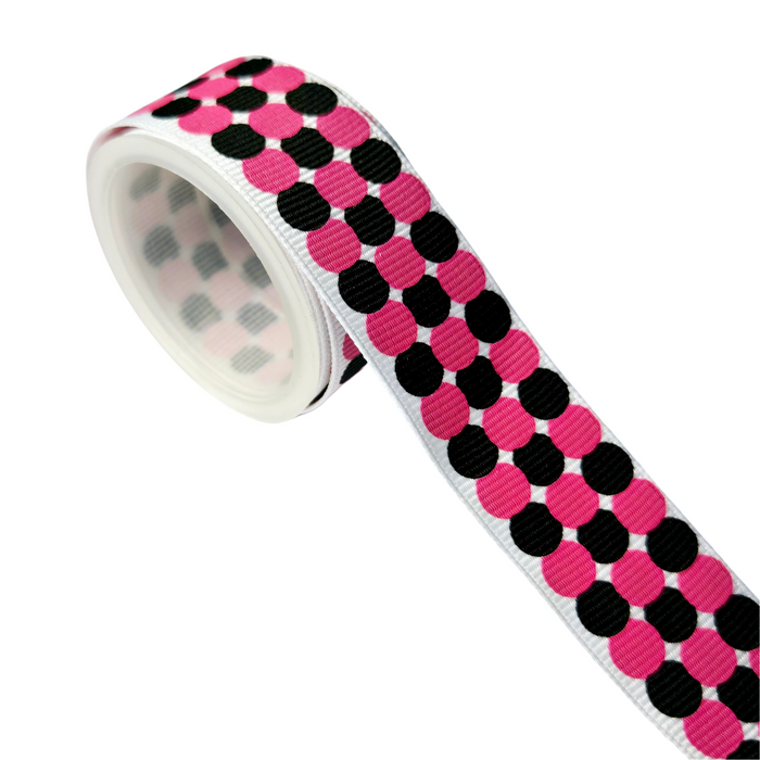 7/8" Pink & Black Grosgrain Ribbon - 2 Yards
