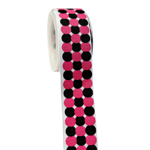7/8" Pink & Black Grosgrain Ribbon - 2 Yards