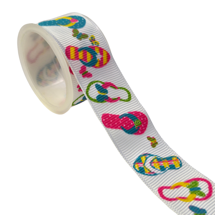 7/8" Summer Flip Flops Grosgrain Ribbon- 2.5 Yards