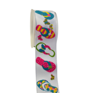 7/8" Summer Flip Flops Grosgrain Ribbon- 2.5 Yards
