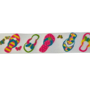 7/8" Summer Flip Flops Grosgrain Ribbon- 2.5 Yards