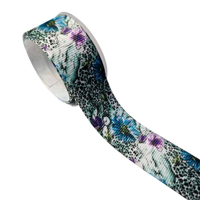 7/8" Floral Watercolor Grosgrain Ribbon - 4 Yards