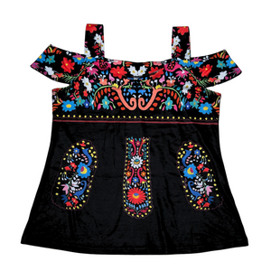 Women's Embroidered Cold Shoulder Mexican Top - M