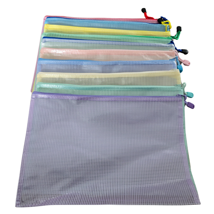10 Pack Mesh Zipper Pouch Bags, Waterproof Zipper File Bags for Organizing