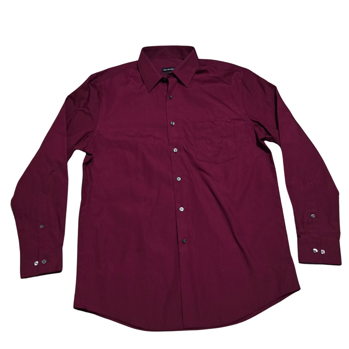 Men's Burgundy Button Up Dress Shirt - M