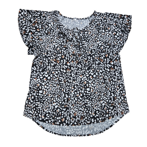 Women's Casual Floral Print V-Neck Loose Fit Top - M