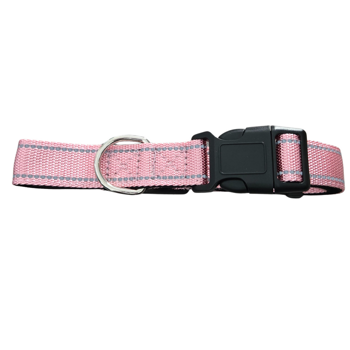 Light Pink Padded Reflective Dog Collar - M