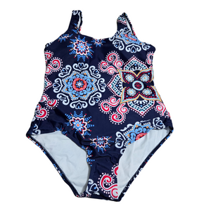 Women's 1 Piece Vintage Pattern Bathing Suit - Large
