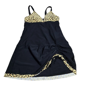 Women's 1 Piece Black Animal Print Bathing Suit - M