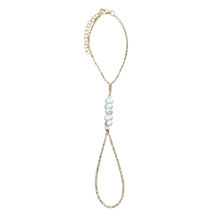 Women's Pearl Hand Chain Ring Bracelet