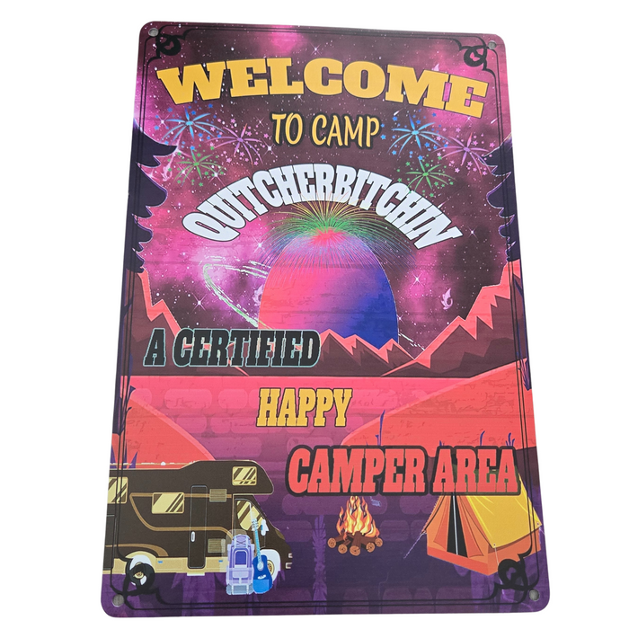 Retro Happy Camper Metal Sign