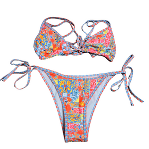 Women's 2 Piece Bright Orange Bikini Bathing Suit - Small