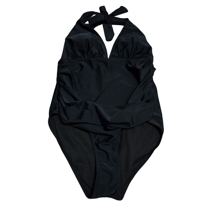 Women's Black 1 Piece Tummy Control Bathing Suit - Large