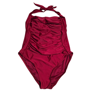 Women's Burgundy 1 Piece Tummy Control Bathing Suit - Large