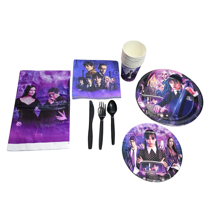 Wednesday Adam Party Supplies - 10 Plate Seating
