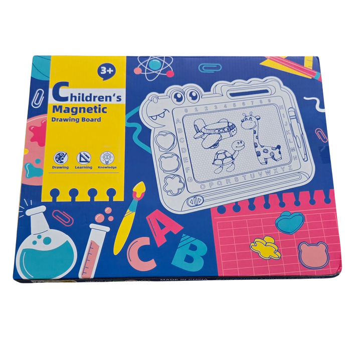 Magnetic Drawing Board with 4 Stamps - Pink Board