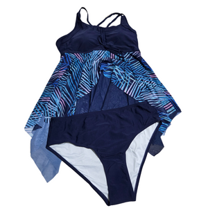 Women's Blue 2 Piece Tankini Bathing Suit - M