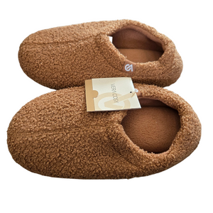 Women's Brown Hard Bottom Slippers - 5-6