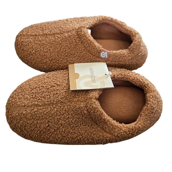 Women's Brown Hard Bottom Slippers - 5-6