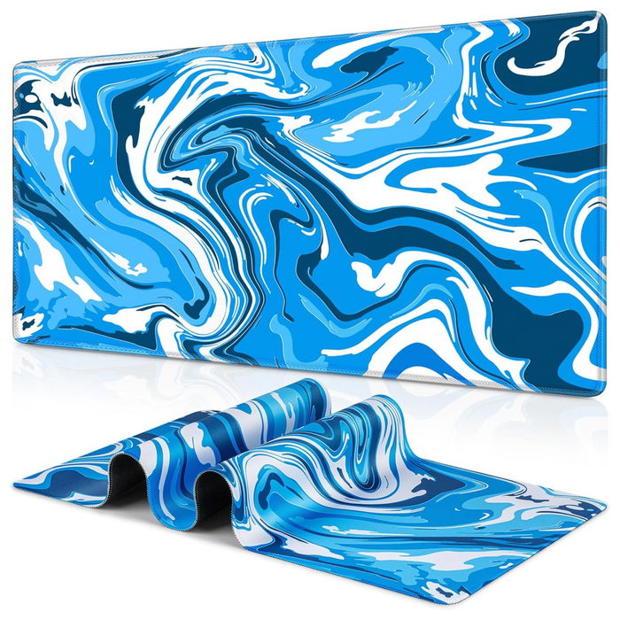 Blue Gaming Mouse Pad, Fluid Pattern Mouse Pad 31.5x11.8inch