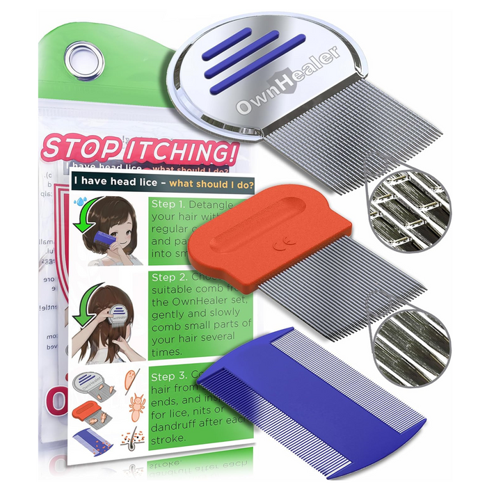 Professional Lice Comb Kit - for Lice, Nits, and Dandruff Removal