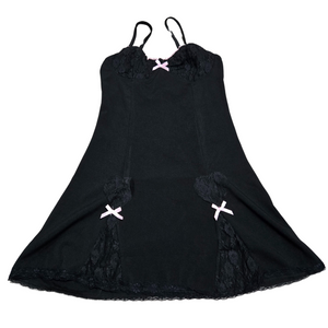 Women's Black with Pink Bows Lingerie - Small
