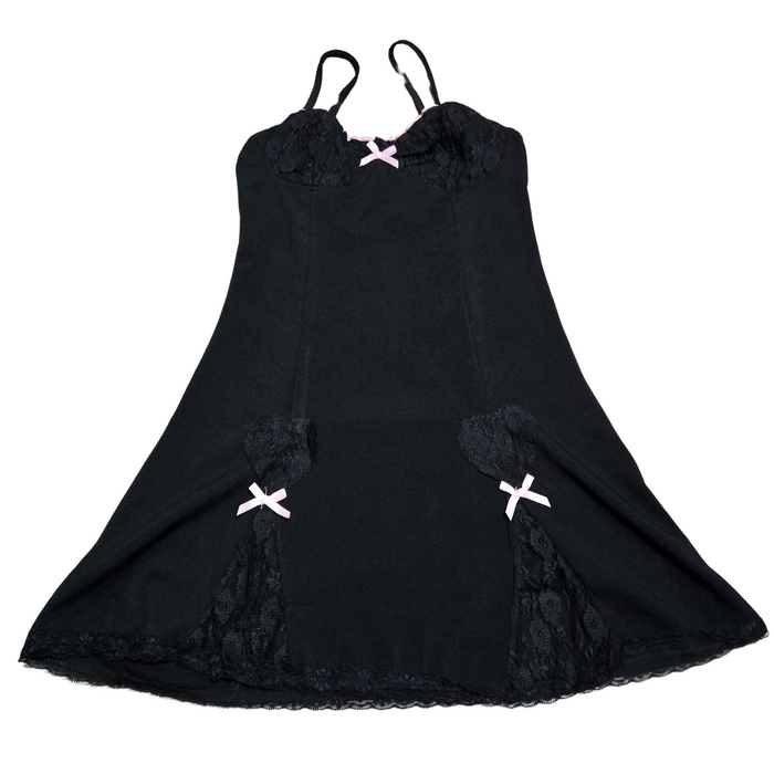 Women's Black with Pink Bows Lingerie - Small