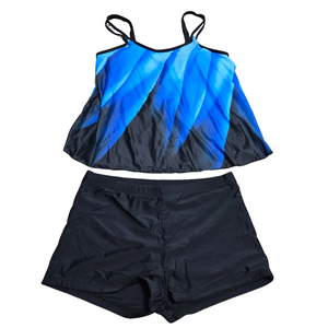 Women's Blue/Black 2 Piece Bathing Suit - Large
