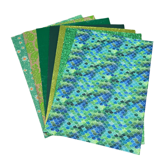 8 Faux Leather Sheets For Crafting - Green