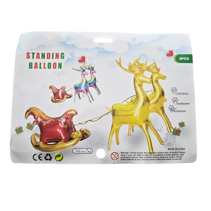 Christmas Sleigh & Reindeer Helium Balloons